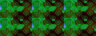 Çiçekli karalama şeklinde Raster çiçek deseni. Yeşil, kahverengi ve siyah renklerde bahar çiçekleri. Raster illüstrasyonu.