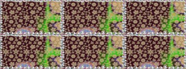 Birçok kahverengi ve soyut çiçekli tropikal desenler. Küçük çiçekteki sevimli çiçek deseni. Varicolobrown raster kusursuz illüstrasyon.