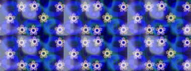 Düz kar karalama ikonları, yılbaşı afişi için kar taneleri silueti, kartlar. Mavi renklerde şirin soyut kar tanesi raster tasarımı. Yeni yıl kar tanesi.