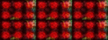 Kırmızı çiçekli bahar çiçekleri. Moda baskıları için zarif bir şablon. Küçük renkli çiçekler. Motley illüstrasyonu. Küçük çiçekte şirin desenler.