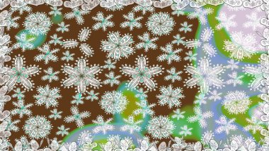 Kahverengi renklerde bahar çiçekleri. Raster çiçekleri klasik tarzda çizilmiş. Çiçekli, pürüzsüz bir desen. Raster illüstrasyonu.