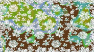 Yumuşak, bahar çiçekli arka plan. Yeşil renkli çiçekler. Raster çiçek desenli ve çiçekli..