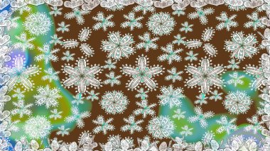 Kahverengi renklerde etnik çiçeklerle kusursuz bir desen. Asya Tekstil 'inde Raster Çiçek İllüstrasyonu.