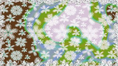 Tarafsız, tarafsız. El çizimi çiçek unsurları olan soyut, dikişsiz raster deseni. Çiçekli ipek eşarp. 1950-1960 motifleri. Retro tekstil tasarım koleksiyonu.