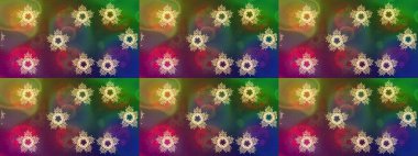 Raster yeşili, kahverengi ve mor kar tanelerinden izole edilmiş. Güzel bir kış süsü. Kar taneleri koleksiyonu. Raster illüstrasyonu.