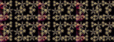 Siyah renkli bitkilerden oluşan parlak çiçekli çizim deseni.