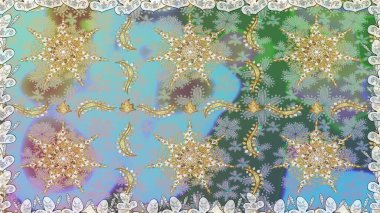 Barok tarzında kusursuz bir doğulu süsü. Geleneksel klasik altın desen. Raster oryantal süs. Altın elementlerle nötr renklerde altın desen.