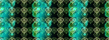 Raster illüstrasyonu. Egzotik çiçekler, yeşil, siyah ve mavi renkler üzerine botanik, parlak klasik doğa. Klasik tropikal doğal elementlerin suluboya seti.