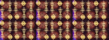 Noel için tatil tasarımı, yeni yıl moda baskıları. Raster illüstrasyonu. Güzel tasarım. Kar tanelerinin soyut arkaplanlı Noel arkaplanı. Kahverengi, sarı ve mor kar taneleri.