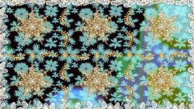 Antika altın tekrarlanabilir duvar kağıdı. Damask pürüzsüz yineleme kalıbı. Barok tarzında altın çiçekli süs. Tarafsız renklerde altın element.