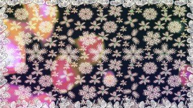 Çok renkli, zarif küçük çiçekler ve gri renkli komik böcekler, raster desen, illüstrasyon.