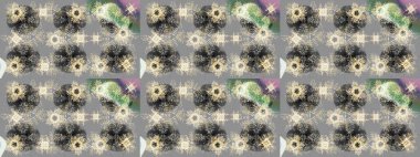 Tarafsız, gri ve bej renklerde altın desenli altın elementler. Süslü raster dekorasyonu. Barok biçiminde duvar kağıdı tasarımı için şablon çizimi arkaplanı.