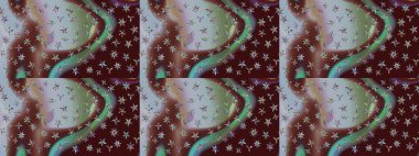 Renkli desenli eskiz deseni, kahverengi çiçekler ve dekoratif elementlerle. Eski usul. Raster illüstrasyonu. Kumaş, tekstil, duvar kağıdı baskısı için. Taslak arkaplan.