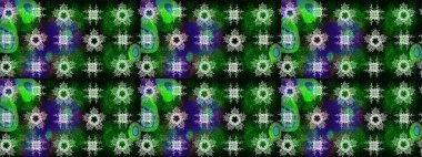 Klasik oryantal desen mavi, gri ve yeşil renkler üzerinde. Damask eskiz süsü. Geleneksel raster ve altın desen.