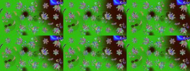 Parlak renkli çiçekli ve yeşil yapraklı harika bir çiçek deseni. Halk tarzı. Moda baskıları için zarif bir şablon. Modern çiçek arkaplanı.