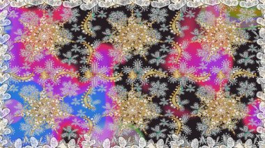 Kusursuz klasik raster altın desenli. Klasik klasik klasik arka plan. Geleneksel oryantasyon süsü. Raster illüstrasyonu. Gri renklerde, altın elementlerle kusursuz desen.