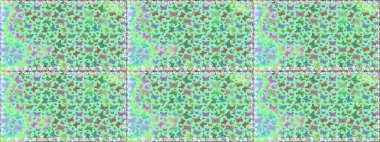 Raster illüstrasyonu. Ambalajlar, duvar kağıtları, kumaş tasarımı ve kağıt için güzel bir arka plan. Mavi, yeşil ve nötr üzerinde sevimli kelebekler. Renkli kelebeklerin kusursuz arka planı.