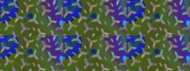 Son moda kar taneleri ve elementler onun kartlarını gösteriyor. Retro tarzı, kış elementleri. Modern soyut tasarım posteri, kapak, yeşil, mavi ve mor renkli kart tasarımı. Kar taneleri tasarımı.