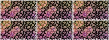 Vadinin çiçekleri siyah renklerde. Soyut etnik raster kusursuz desen. Çiçekler..