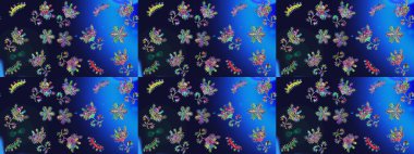 El yapımı çiçek ve bitki koleksiyonu. Raster illüstrasyonu. Şirin karalamalı çiçek desenli çizim. Raster illüstrasyonu. Çizim stili gri, mavi ve yeşil renkler.