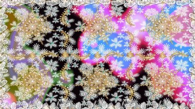 Tarafsız renklerde altın element. Doğu tarzı element. Çizgi sanatı tasarım şablonu için kusursuz sınır. Davetiyeler, kartlar, web sayfası için Raster illüstrasyon. Altın çizgili çiçek dekoru.