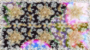 Altın kar tanesi kadar basit. Gri renkli Raster altın deseni. Soyut duvar kâğıdı, ambalaj dekorasyonu. Kışın sembolü, Mutlu Noel tatili, Mutlu yıllar 2019.