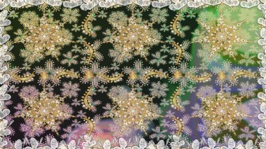 Doğu tarzı arabesk tarzında altın elementler. Kusursuz altın desenli bukleler. Raster altın pürüzsüz desen. Gri renklerde kusursuz desen.