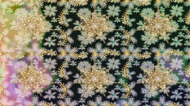 Kusursuz damaske klasik altın desen. Gri renkler ve altın elementler üzerinde altın pürüzsüz desen. Raster illüstrasyonu. Tekrarlayan ögelerle soyut arkaplan Raster.