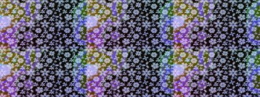 Süslü kumaş deseni. Renkli Bahar Teması eskiz kalıbı. Düz Çiçek Elementleri Tasarımı. Raster illüstrasyonunda çiçek deseni çizimi.