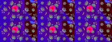 Yumuşak, mor renkte bahar çiçekleri. Çiçekli karalama şeklinde Raster çiçek deseni. Raster illüstrasyonu.