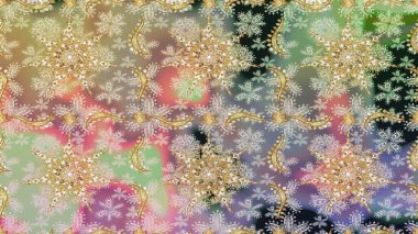 Altın elementlerle nötr renklerde altın desen. Arkaplan, kumaş, altın duvar kağıdı. Raster altın pürüzsüz desen. Düz elle çizilmiş vintage koleksiyonu.