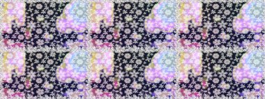 Raster illüstrasyonunda kusursuz çiçek deseni. Tarafsız renklerde çiçekler.