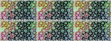 Raster. Düz Çiçek Elementleri Tasarımı. Renkli Bahar Teması Kusursuz Arkaplan.