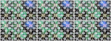 Düz Çiçek Elementleri Tasarımı. Renkli Bahar Temalı Kusursuz Arkaplan. Raster Modaya uygun kumaş deseni. Gri renkli şirin çiçek deseni.