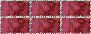 Kırmızı renklerde. Kusursuz desen. Çiçek duvar kağıdı. Raster illüstrasyonu. Renkli süs kenarı. Hint süsü..