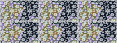 El çizimi Raster çizimi. Duvar kağıdı, web sitesi arka planı, ambalaj kağıdı, davetiye, broşür, afiş veya web sitesi için kusursuz çiçek deseni kullanılabilir. Parlak elementlerin.