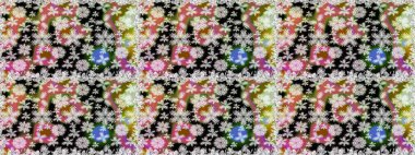 El çizimi çiçekli, pürüzsüz bir desen. Tekstil, kumaş, ambalaj, hatıra defteri için hoş bir çiçek arkaplanı. Tarafsız bir arkaplanda. Çocuksu tasarım.