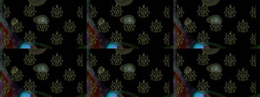 Siyah yapraklı yabani çiçekler. Suluboya, elle çizilmiş. Kusursuz bir arka plan modeli. Raster illüstrasyonu.