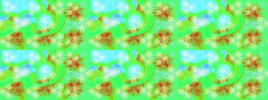 Kış kar taneleri, raster arka plan. Yüzey için tekrarlanan doku, ambalaj kağıdı, yeşil, mavi ve nötr renkler üzerine kar tanesi.