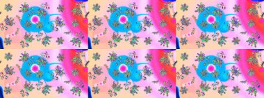 Raster deseni. Tarafsız renklerde yaz çiçekleri. Raster illüstrasyonu. Küçük çiçekte sevimli çiçek deseni var..