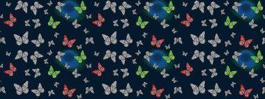 Karala, karala, karala. Raster. Duvar kağıtları, giysiler, erkekler ve kızlar için soyut çizim kalıbı. Kelebek deseni.