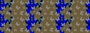 Duvar kağıtları, web sayfası geçmişi, yüzey dokuları, tekstil için mükemmel. Raster Kelebekleri deseni. Soyut eskiz arka planı. Tropikal kelebeklerle kahverengi renkli resimler.