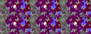 Güzel kelebek resimlerini renklendir. Robot resim. Kağıt, kumaş, ambalaj kağıdı ve duvar kağıdı tasarımı için güzel bir arka plan. Raster illüstrasyonu.