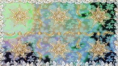 Raster geleneksel altın pürüzsüz deseni nötr renklerde. Barok tarzında kusursuz bir doğulu süsü..