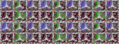 Raster deseni. Bahar çiçekleri dallı desen, yeşil renkler çiçekli siluet.