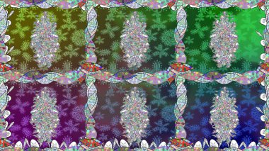 Yeşil renkli çiçekler. Çiçekli kusursuz retro desen. Düz Çiçek Elementleri Tasarımı. Renkli Yaz Temalı Kusursuz Arkaplan.