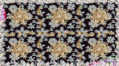 Raster illüstrasyonu. Oriental raster klasik gri ve altın desenli. Kusursuz soyut arkaplan.