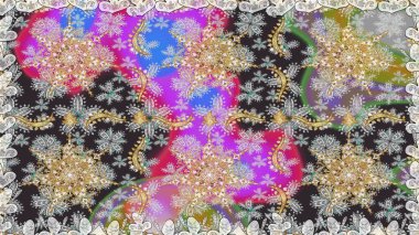 Gri renkli ve altın elementli geleneksel altın sarısı desen. Barok tarzında kusursuz bir doğulu süsü..