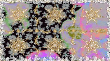 Gri renklerde, altın elementli, pürüzsüz bir desen. Şam tasarım için kusursuz desen.