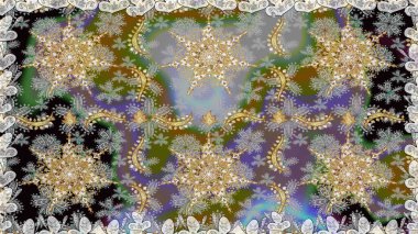 Barok tarzında kusursuz bir doğulu süsü. Geleneksel klasik raster altın pürüzsüz desen. Gri renklerdeki altın elementler.